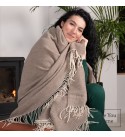 LoveYouHome Fischgrät Wolldecke Kuscheldecke mit 10% Kaschmir gut als Sofa-decke, Decke für Couch und Überwurf | Wärme, Groß, Dicke (140x200 cm - Beige)