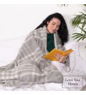 LoveYouHome Tartan Wolldecke Kuscheldecke mit 10% Kaschmir gut als Sofa-decke, Decke für Couch und Überwurf | Wärme, Groß, Dicke (140x200 cm - Grau)