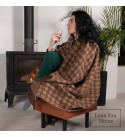LoveYouHome Rombs Schurwolle Decke-Kuscheldecke Dicke Winterdecke Grosse passend für Sofa/Bett/Couch (140x200 cm - Beige-Braun)