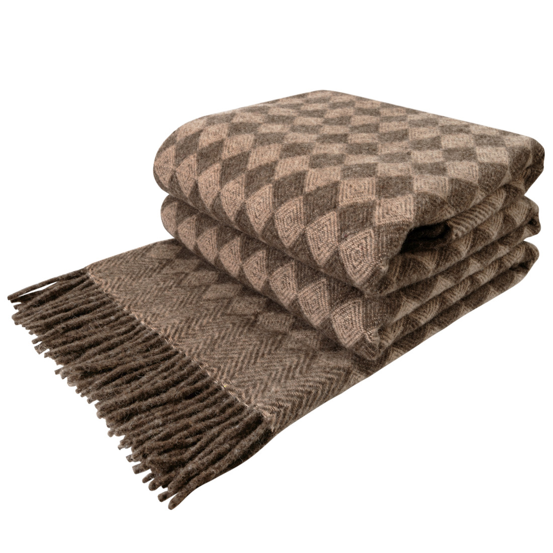 Virgin wool blanket with diamond pattern