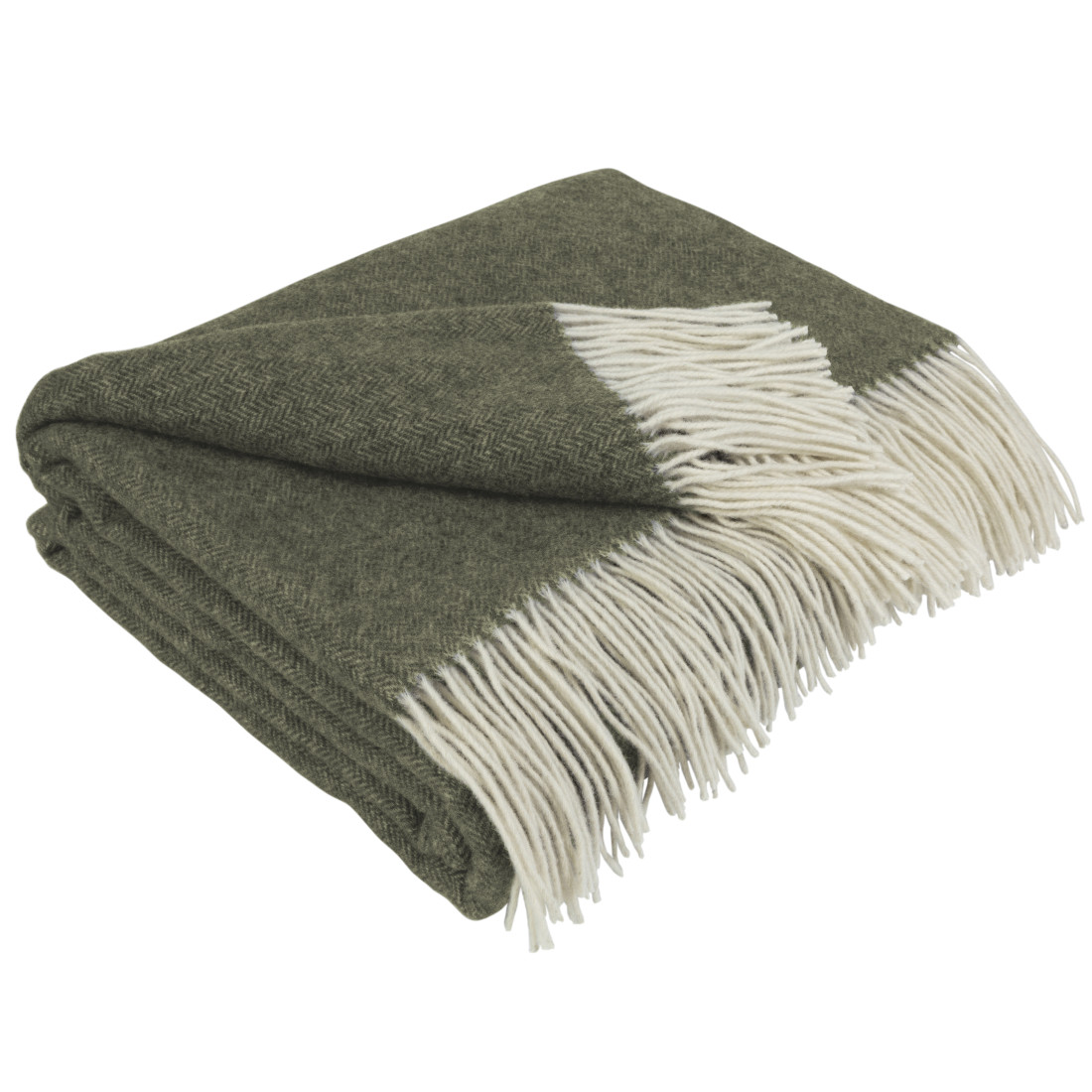 Cashmere blanket with Merino herringbone