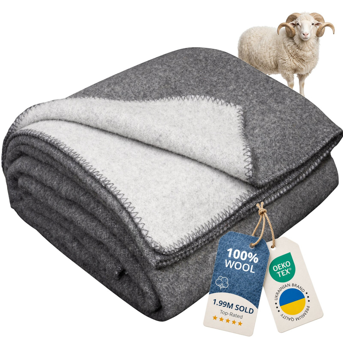 Reversible 100% Wool Blanket