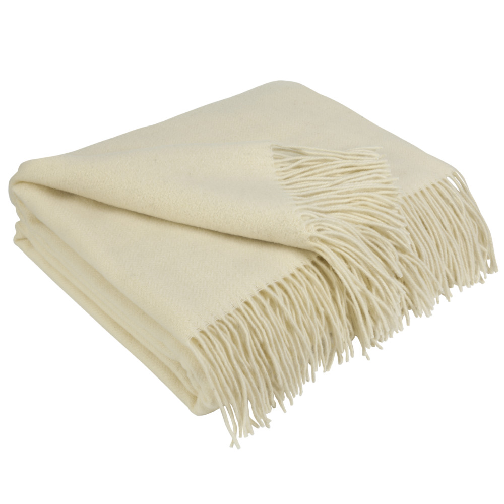 Cashmere and merino throw, white cream
