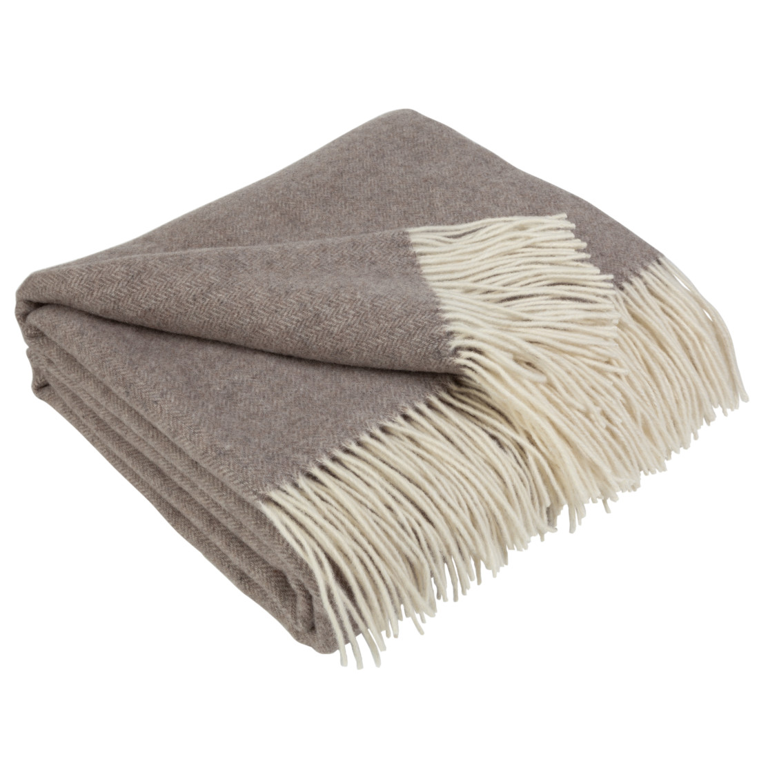 Cashmere wool blanket with Merino herringbone