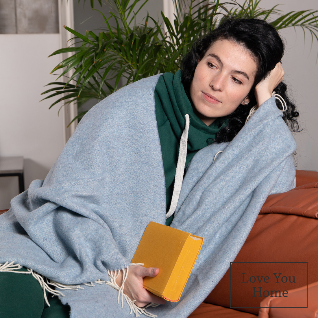 Cashmere blanket with Merino herringbone · 4