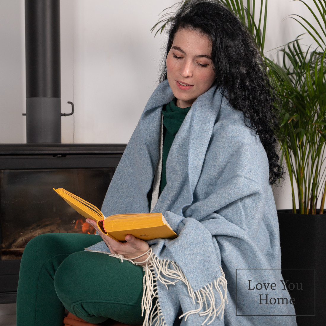 Cashmere blanket with Merino herringbone · 5