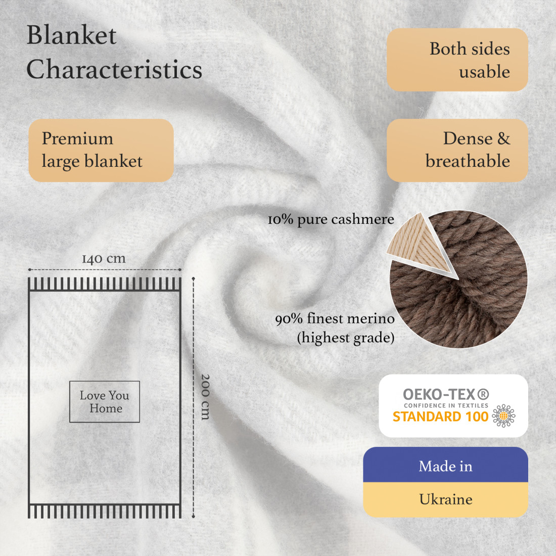 Cashmere Wool Blanket with Merino Tartan · 2
