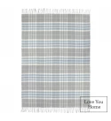 Kaschmir Wolldecke mit Merino Tartan LoveYouHome (140x200 cm / Grau mit Blau und Weiß)