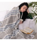 LoveYouHome Tartan Wolldecke Kuscheldecke mit 10% Kaschmir gut als Sofa-decke, Decke für Couch und Überwurf | Wärme, Groß, Dicke (140x200 cm - Grau-Blau)