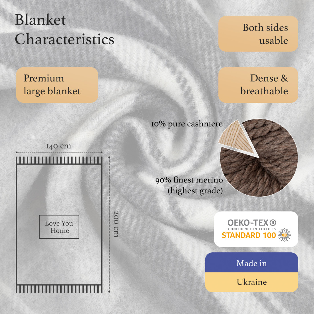 Cashmere Wool Blanket with Merino Tartan · 2