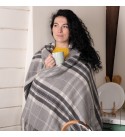 LoveYouHome Tartan Wolldecke Kuscheldecke mit 10% Kaschmir gut als Sofa-decke, Decke für Couch und Überwurf | Wärme, Groß, Dicke (140x200 cm - Grau-Weiß)