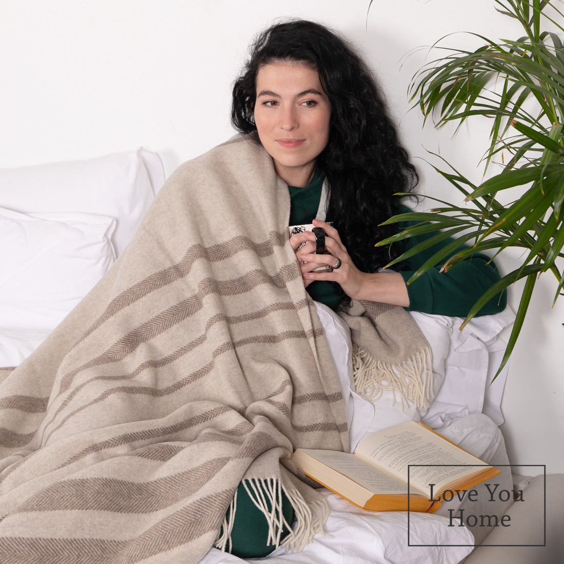 Cashmere wool blanket with Merino Stripes · 5