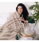 LoveYouHome Streifen Wolldecke Kuscheldecke mit 10% Kaschmir gut als Sofa-decke, Decke für Couch und Überwurf | Wärme, Groß, Dicke (140x200 cm - Weiß-Braun)
