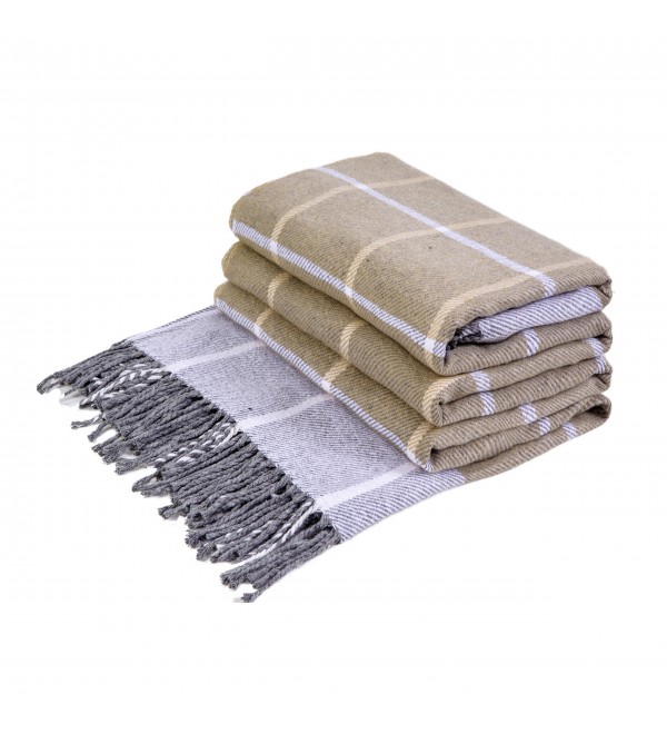 LoveYouHome Quadrate Baumwolle Decke-Kuscheldecke gut als Sofa-Decke, Tagesdecke für Couch | Flauschige, Große, Dicke, XXL Überwurf (140x200 cm - Weiß-Sand)