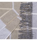 Baumwolle Decke Quadrate LoveYouHome (140x200 cm / Sand - Grau - Weiß)