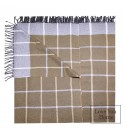 Baumwolle Decke Quadrate LoveYouHome (140x200 cm / Sand - Grau - Weiß)