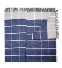 Baumwolle Decke Quadrate LoveYouHome (140x200 cm / Blau - Grau - Weiß)