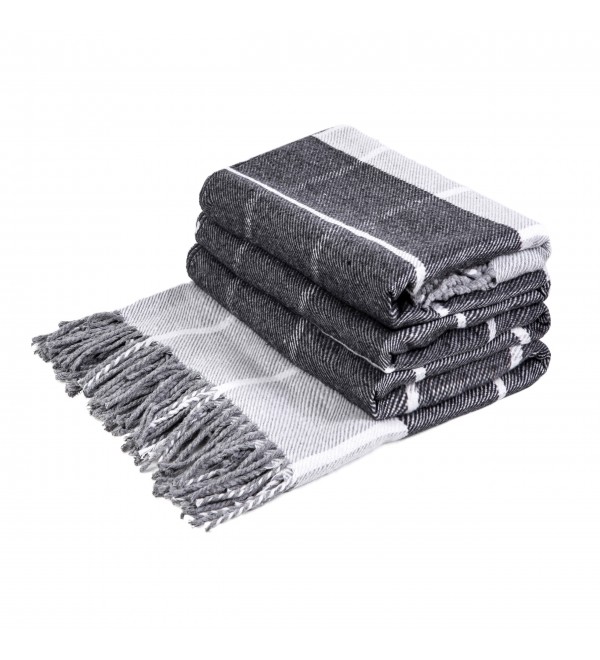 LoveYouHome Quadrate Baumwolle Decke-Kuscheldecke gut als Sofa-Decke, Tagesdecke für Couch | Flauschige, Große, Dicke, XXL Überwurf (140x200 cm - Tief-Grau)