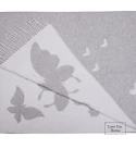 Baumwolle Decke Schmetterlinge LoveYouHome (140x200 cm / Hellgrau - Weiß)