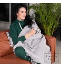 LoveYouHome Ecken Chevron Baumwolle Decke-Kuscheldecke gut als Sofa-Decke, Tagesdecke für Couch | Flauschige, Große, Dicke, XXL Überwurf (140x200 cm - Weiß-Grau)