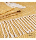 LoveYouHome Parallelen Baumwolle Decke-Kuscheldecke gut als Sofa-Decke, Tagesdecke für Couch | Flauschige, Große, Dicke, XXL Überwurf (140x200 cm - Senf-Gelb)