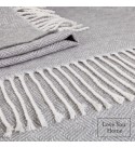 LoveYouHome Diagonale Baumwolle Decke-Kuscheldecke gut als Sofa-Decke, Tagesdecke für Couch | Flauschige, Große, Dicke, XXL Überwurf (140x200 cm - Weiß-Grau)