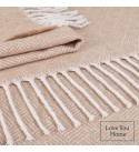 Baumwolle Decke Diagonale LoveYouHome (140x200 cm / Beige - Weiß)