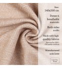 LoveYouHome Diagonale Baumwolle Decke-Kuscheldecke gut als Sofa-Decke, Tagesdecke für Couch | Flauschige, Große, Dicke, XXL Überwurf (140x200 cm - Beige)