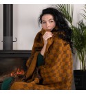 LoveYouHome Rombs Schurwolle Decke-Kuscheldecke Dicke Winterdecke Grosse passend für Sofa/Bett/Couch (140x200 cm - Tief-Senf)