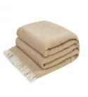 Merino Wolldecke Rautenmuster LoveYouHome (140x200 cm / Beige - Weiß)