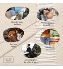 Merino Wolldecke Rautenmuster LoveYouHome (140x200 cm / Beige - Weiß)