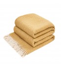 LoveYouHome Romben Merino Wolle Decke-Kuscheldecke Flauschig, Dicke, Grosse passend für Sofa/Bett/Couch (140x200 cm - Senf-Gelb)