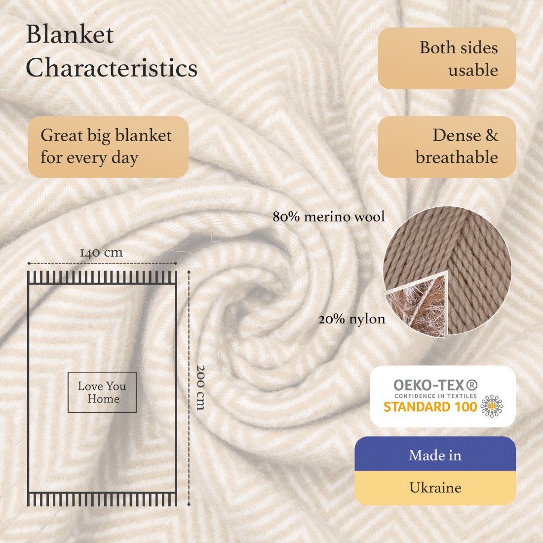 Merino Wool Blanket Corners Chevron · 2