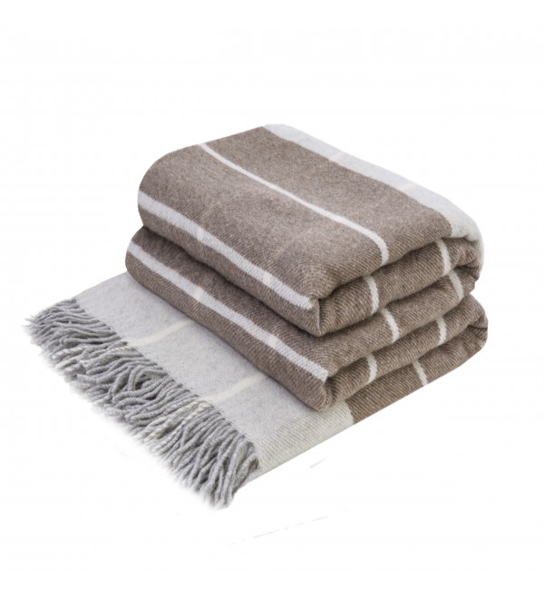 LoveYouHome Quadrate Merino Wolle Decke-Kuscheldecke Flauschig, Dicke, Grosse passend für Sofa/Bett/Couch (140x200 cm - Weiß-Braun)