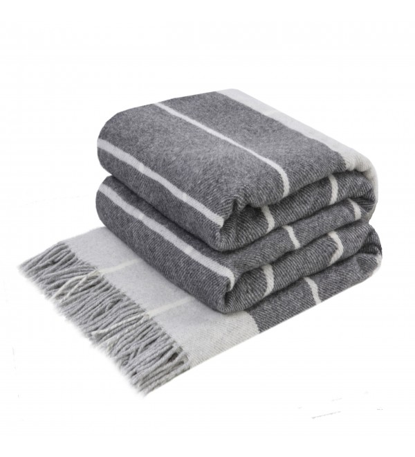 LoveYouHome Quadrate Merino Wolle Decke-Kuscheldecke Flauschig, Dicke, Grosse passend für Sofa/Bett/Couch (140x200 cm - Weiß-Grau)