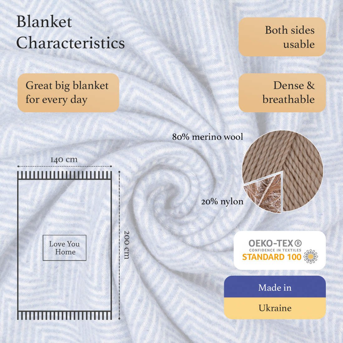 Merino Wool Blanket Corners Chevron · 2