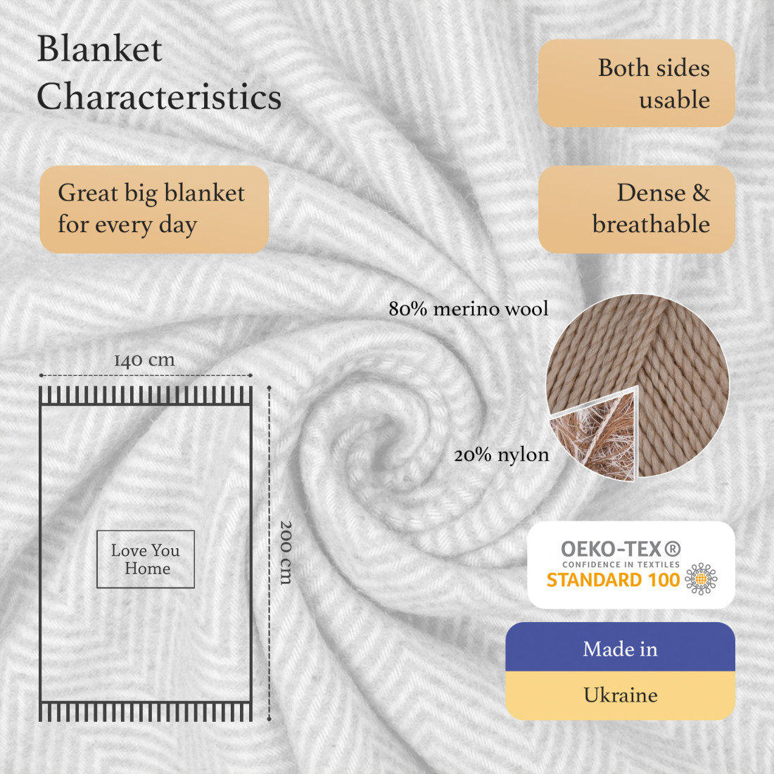 Merino Wool Blanket Corners Chevron · 2