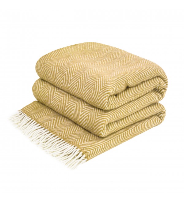 LoveYouHome Ecken Chevron Merino Wolle Decke-Kuscheldecke Flauschig, Dicke, Grosse passend für Sofa/Bett/Couch (140x200 cm - Senf-Gelb)