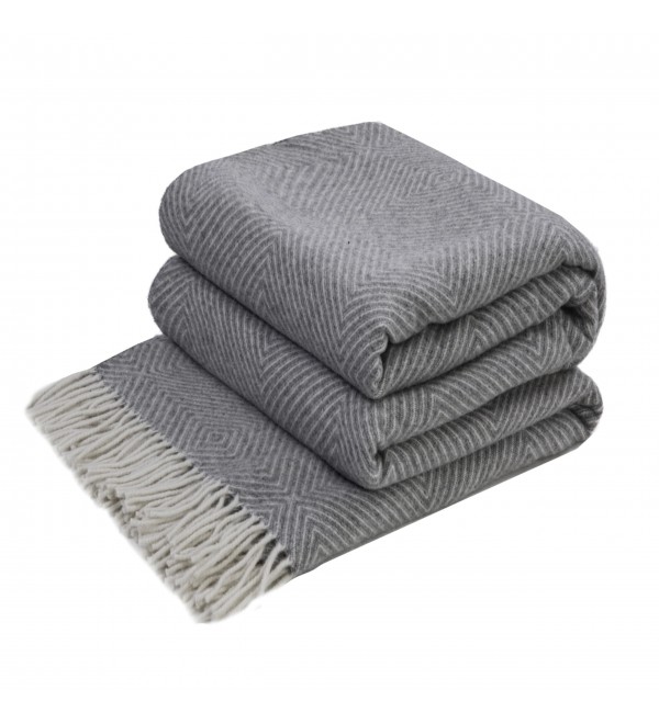 LoveYouHome Romben Merino Wolle Decke-Kuscheldecke Flauschig, Dicke, Grosse passend für Sofa/Bett/Couch (140x200 cm - Tief-Grau)