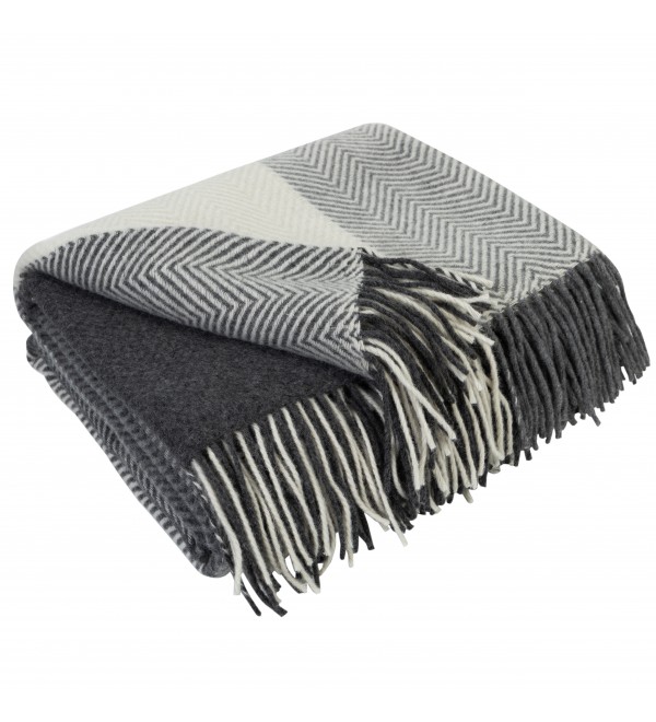 LoveYouHome Quadrate Verlauf Merino Wolle Decke-Kuscheldecke Flauschig, Dicke, Grosse passend für Sofa/Bett/Couch (140x200 cm - Weiß-Grau)