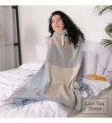 Merino Wolldecke Quadrate Verlauf LoveYouHome (140x200 cm / Beige - Blau - Weiß)
