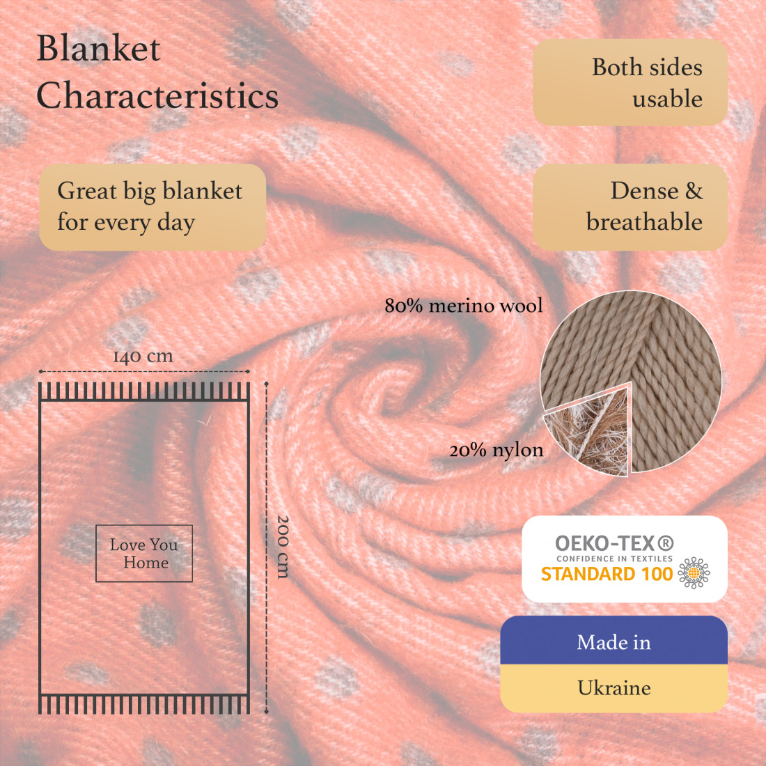 Merino wool blanket Christmas special Reindeer · 2