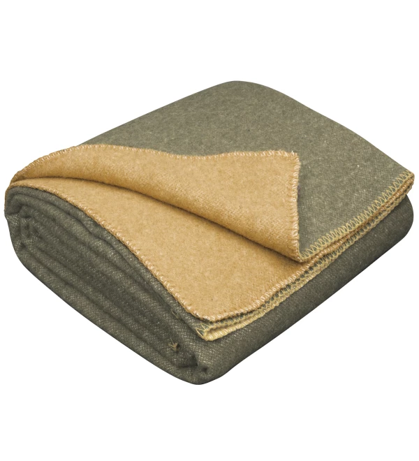 80% Merino Wolldecke LoveYouHome (150x215 cm / Senf - Oliv Grün)
